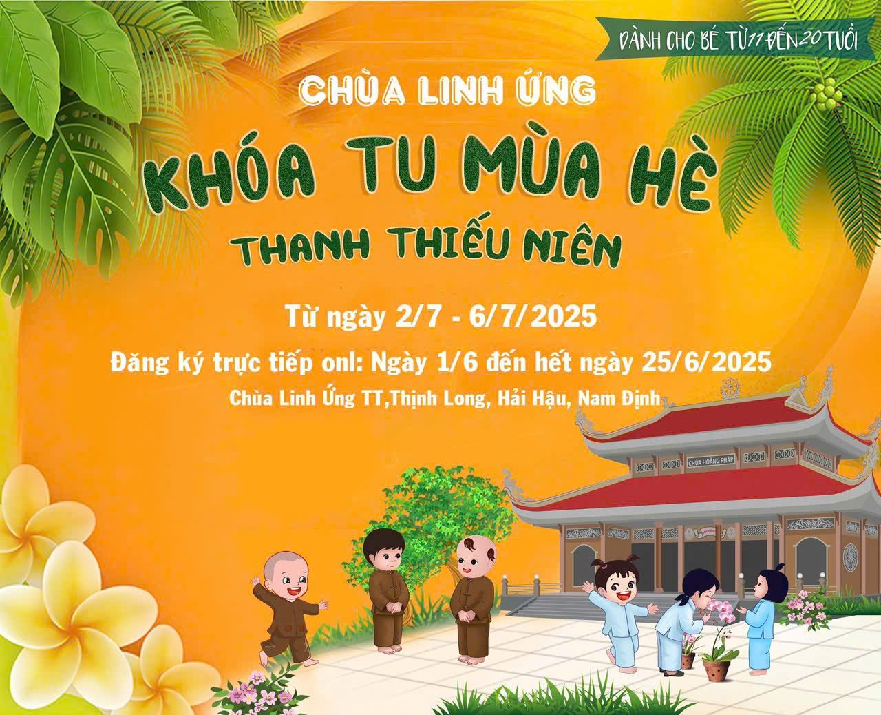 Chùa Linh Ứng thông báo khoá tu mùa hè năm 2025